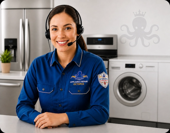 Washer repair customer service representative in Richmond Hill helping with washing machine drainage, spin problems, leaks, and diagnostics