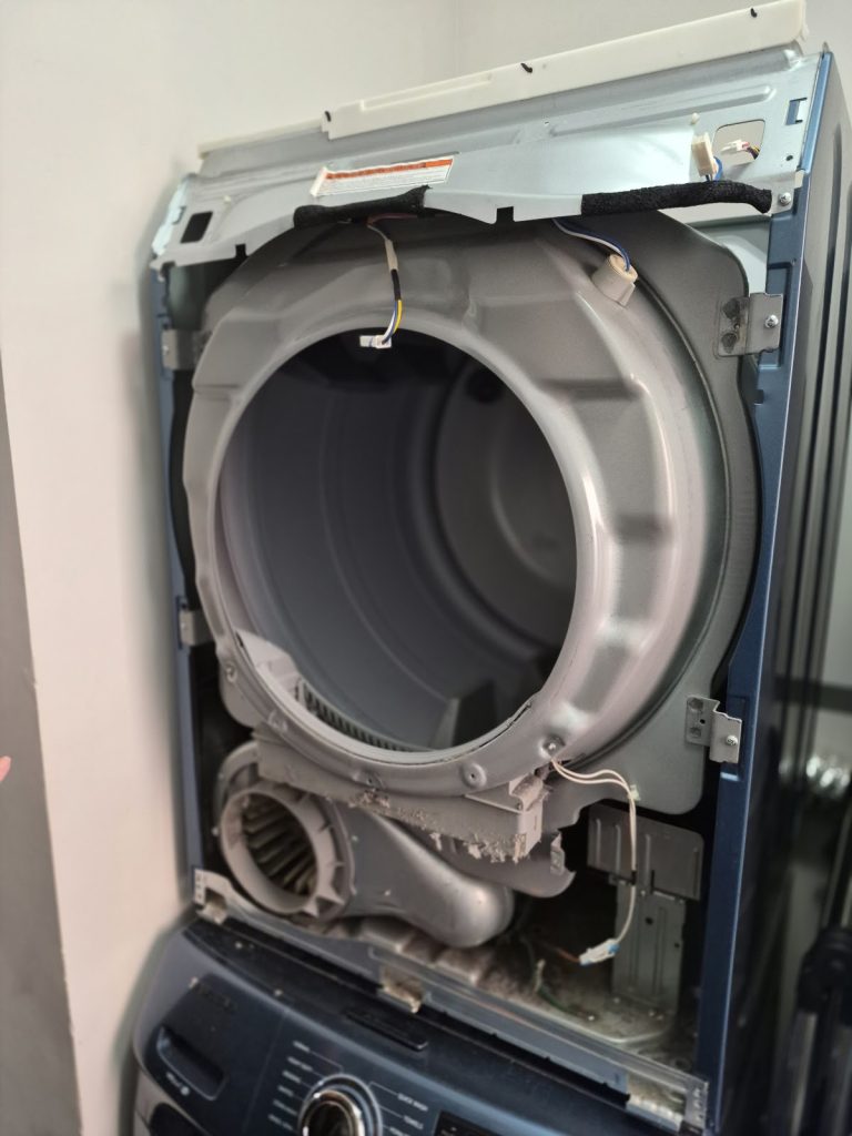 Dryer opened up for repair by Octopus Royal