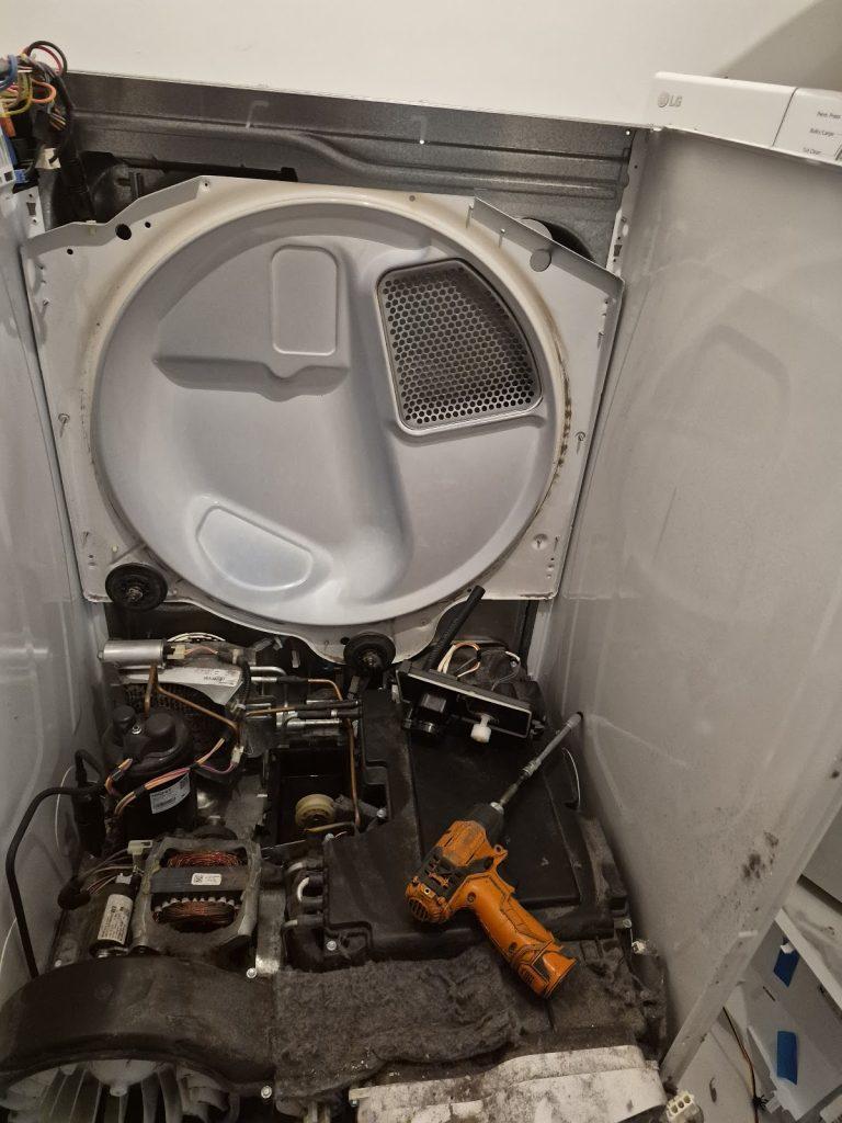 Dryer drum and internal parts during a repair by Octopus Royal