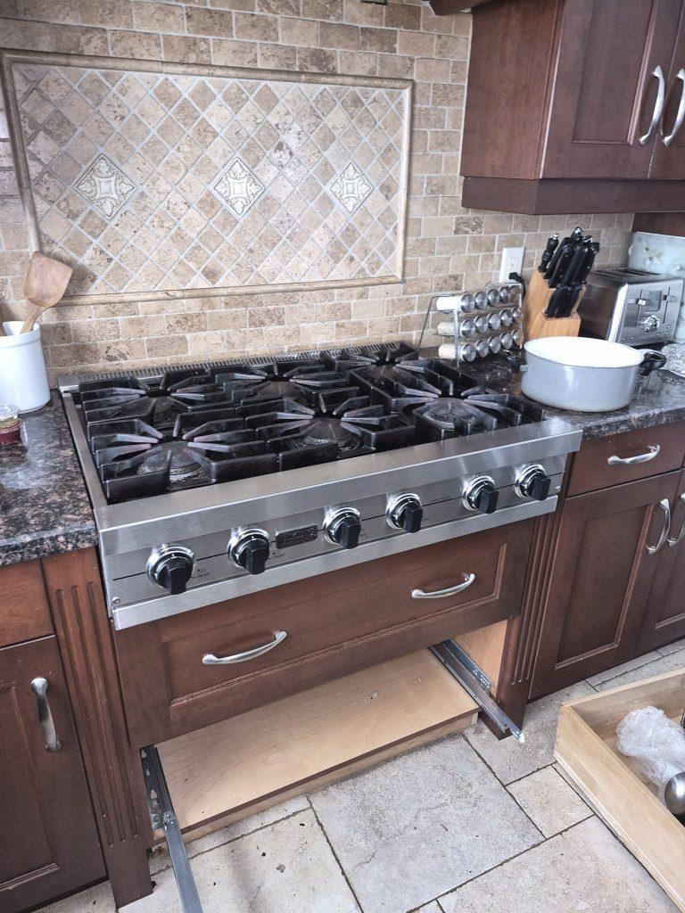 Viking 6-burner gas rangetop after ignition module replacement, Mississauga