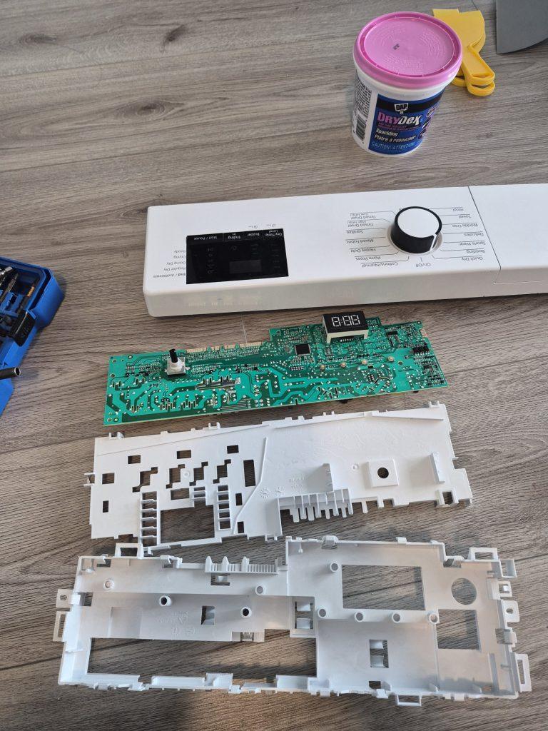Blomberg dryer control panel taken apart with the main control board removed, North York